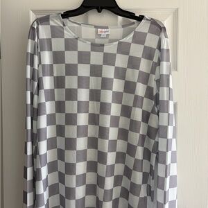 LuLaRoe Gray and White Checkered Top